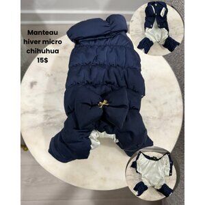 Navy Blue Puffer Winter Coat for Micro Chihuahua